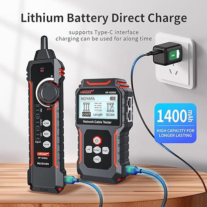 NOYAFA NF-8209S Network Cable Tester, Ethernet Cable Tester with PoE,NCV,Cable Length Test,Port Flashing,Multi-Function Trouble-Free Line Scan Mode,CAT5,CAT6 Line Tracer,LAN Network Cable Tracer Kit