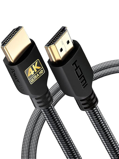 PowerBear 4K HDMI Cable 6 ft | High Speed, Braided Nylon & Gold Connectors, 4K @ 60Hz, Ultra HD, 2K, 1080P, ARC & CL3 Rated | for Laptop, Monitor, PS5, PS4, Xbox One, Fire TV, Apple TV & More