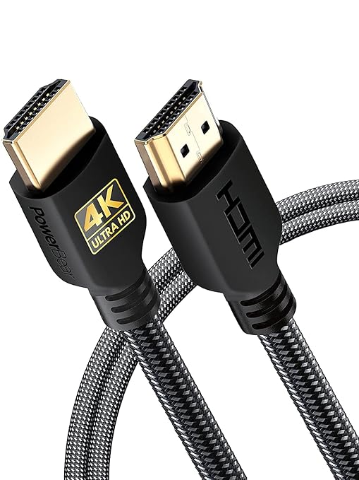 PowerBear 4K HDMI Cable 6 ft | High Speed, Braided Nylon & Gold Connectors, 4K @ 60Hz, Ultra HD, 2K, 1080P, ARC & CL3 Rated | for Laptop, Monitor, PS5, PS4, Xbox One, Fire TV, Apple TV & More