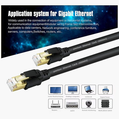 YixHG CAT 8 Ethernet Cable 400 ft, Internet Network Cord, 40Gbps 2000Mhz LAN Wires, High Speed SSTP LAN Cables with Gold Plated RJ45 Connector for Router, Modem, Gaming, Xbox (400 ft)