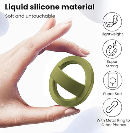 Magnetic Silicone Ring Grip Phone Holder, Loop Grip Phone Holder,Magnetic Phone Loop,Magsafe Phone Grip,Compatible with Magsafe for iPhone 16/15/14/13/12 Series (Wasabi Green)
