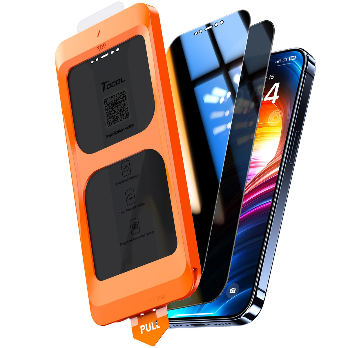 TOCOL for iPhone 16 Pro Privacy Screen Protector