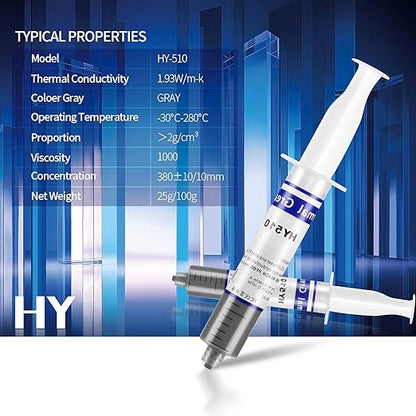HY-510-25g Thermal Conductivity: >1.93W/m-k CPU Thermal heatsink Paste Silicone Grease Compound Non-Conductive for pc CPU gpu PS4 25Gram