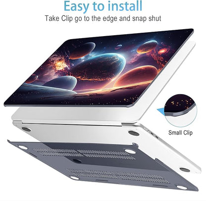 Mektron for 2025 M4 MacBook Air 13.6 Inch A3240 Case Fits 2023 A2681 M2 2024 A3113 M3 Chip with Liquid Retina Display Touch ID, Printed Plastic Hard Shell Cover for MacBook Air 13.6", Planets
