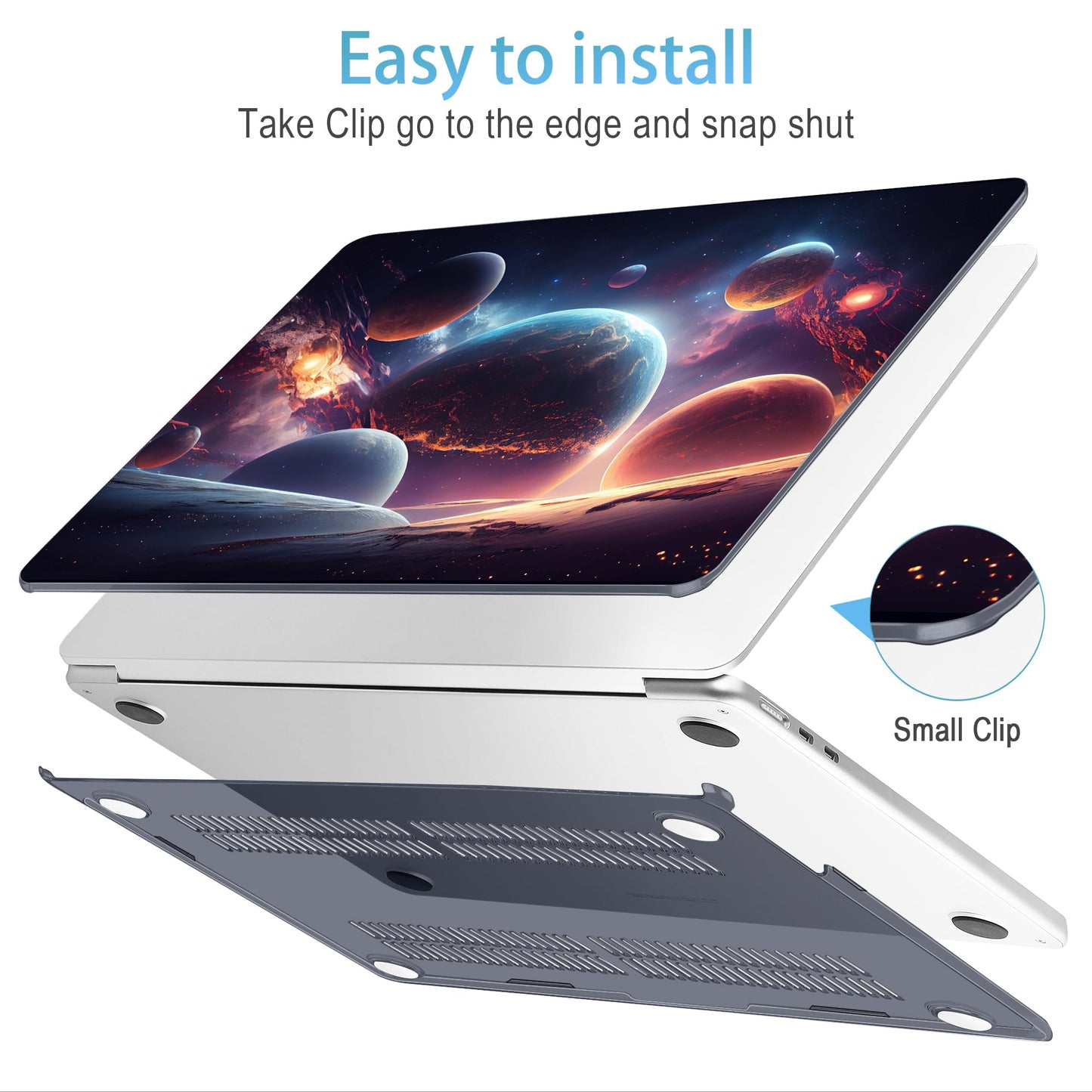 Mektron for 2026 MacBook Air 13-inch M5 Laptop Case A3449 with 13.6-inch Liquid Retina Display Fits 2025 A3240 M4 2024 A3113 M3 2023 A2681 M2 Printed Hard Shell for MacBook Air 13.6", Planets