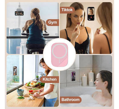 Magnetic Phone Suction Grip, Shower Phone Holder for MagSafe, Octo Phone Sticky Buddy Suction Grip for iPhone 16 15 14 13 12, Birthday Christmas for Women Pink