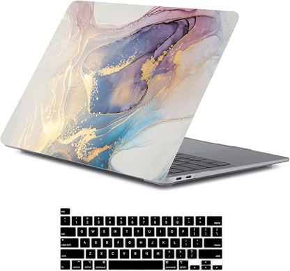 LanBaiLan Compatible for MacBook Pro 13 inch with Touch Bar 2020 2019 2018 2017 2016 Release M1 A2338 A2289 A2251 A2159 A1989 A1706 A1708, Laptop Hardshell Case and Keyboard Cover, Colorful Marble