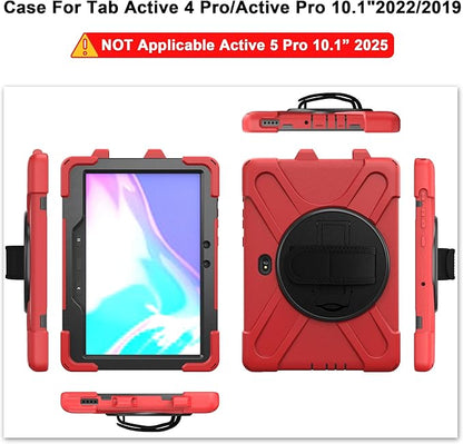 rantice Compatible with Samsung Galaxy TAB Active PRO 10.1 inch/Tab Active4 PRO Case, Heavy Duty Rugged Shockproof Drop Protection Case, Hand Strap&Shoulder Strap for SM-T540/T547/T630/T638 (Red)