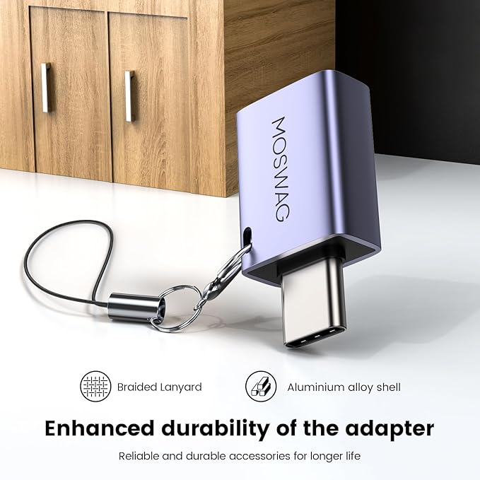 MOSWAG USB C to USB Adapter 4 Pack, USBC Male to USB 3.0 Female MacBook Pro Air Adapter, Type C Thunderbolt 3 OTG Converter for MacBook,Chromebook, Surface,Samsung Galaxy S24 S23, iPhone 15 16