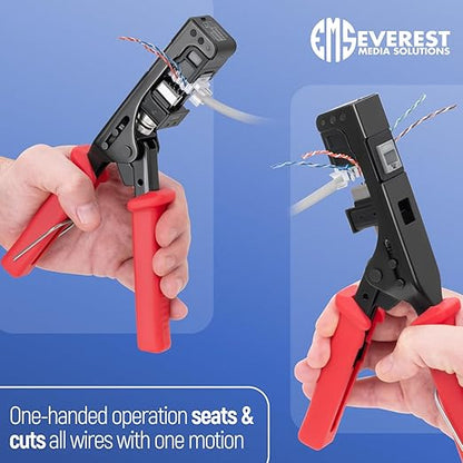 Everest easyJACK - 45° Angled Speed Termination Keystone Tool Set - with 20-Pack of RJ45 Cat6 Keystone Jacks in Purple (Slim Profile Design) - Time Saver Network Punch Down Tool Cat6