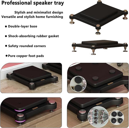 2pcs Subwoofer Isolation Stand, Double-Layered Speaker Isolation Stands with Stainless Steel Metal Feet, Acoustic Speakers Isolation Pad for Floor, Desktop (13.7×15.7in)