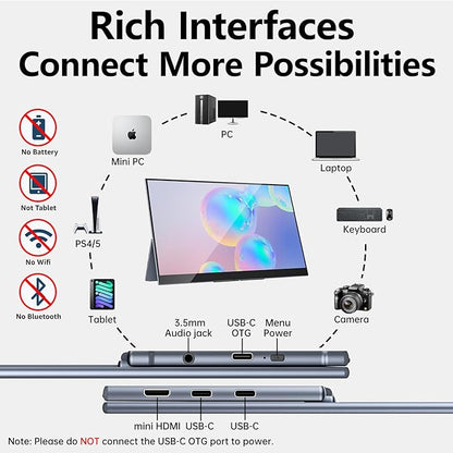 Portable Monitor OLED 15.6 Inch Touchscreen 4K UHD 3840X2160 100% DCI-P3 100000:1 Multi-Touch HDR USB-C HDMI Travel Monitor for Laptop with Kickstand & SleeveCase