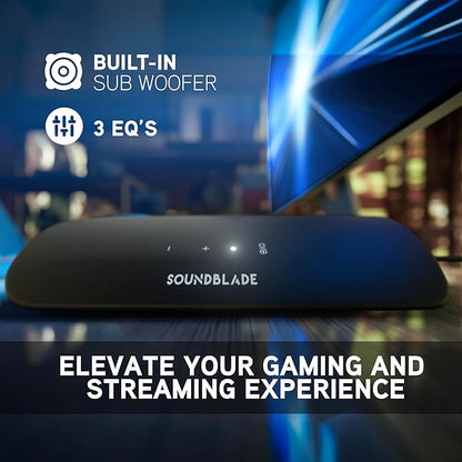 BlueAnt Soundblade Under Monitor Soundbar, Powerful 120 watt, 2.1 Channel USB-C, Bluetooth 5.3 Desktop Speaker for PC, Mac for Streaming Content, Music and Gaming. (Pink)