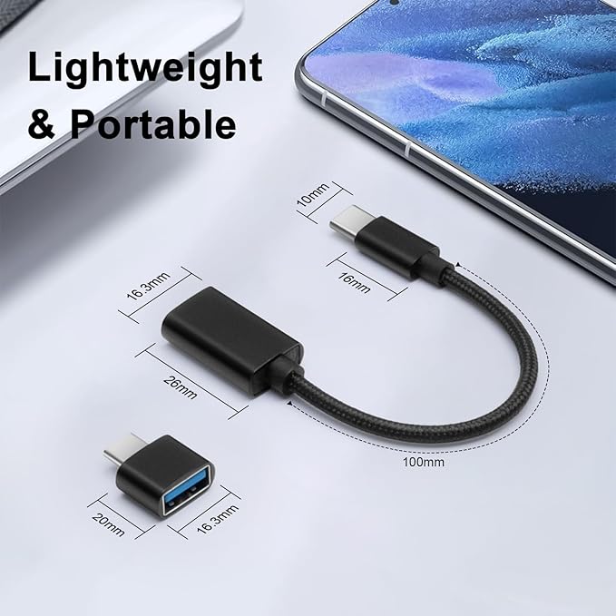 BORLTER CLAMP USB C to USB 2.0 Adapter, Type-C OTG Cable [2 Pack] USB Type C Male to USB Female Adapter, USB-C Adapter for MacBook 2019/2018/2017,iPad,Samsung Galaxy and More