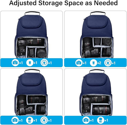 MOSISO Camera Sling Bag, DSLR/SLR/Mirrorless Camera Case Crossbody Photography Backpack with Tripod Holder&Removable Modular Inserts&PU Handle Compatible with Canon/Nikon/Sony, Navy Blue