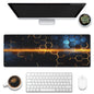 Eflxamz Large Gaming Mouse Pad, Koi Fish Ink Painting Desk Mat, Golden Line Lotus Desk Pad, Extended Big Computer Keyboard Mouse Pad with Non-Slip Base and Stitched Edge, 31.5"x11.8"