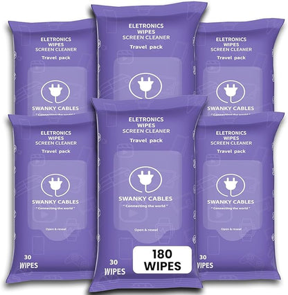 Screen Cleaner Wipes: Electronic Wipes for Screens - Computer Screen Wipes for Lens, Phone, Tv Screen and Monitor Cleaning - Tech Wipes & Microfiber Cloth (Soft Wipes, 180 Count)