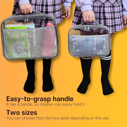 holay 4 Packs PVC Zippered Blocks Set, Toy, Clay, Board game Storage Organizer Case (Name Tag, Manual Pocket) (Gray, Small, Large)