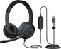 Cyber Acoustics USB Stereo Headset (AC-5008-10) – Durable, Crisp, and Clear Communication in Classrooms and at Home - 10 Pack