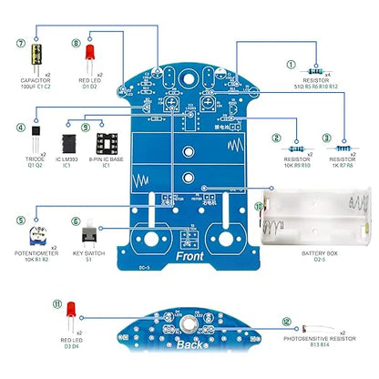 Soldering Practice Kit DIY D2-5 Tracking Car Plug-in Circuit Kit Learn Soldering Kit for Beginners