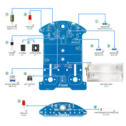 Yidab Soldering Practice Kit DIY D2-5 Tracking Car Plug-in Circuit Kit Learn Soldering Kit for Beginners