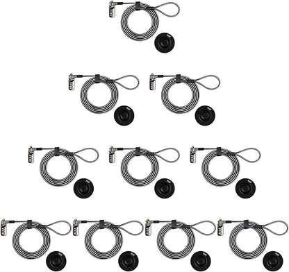 I3C Laptop Cable Lock 4 Digital Combination Lock Security Computer Cable Lock Anti Theft Combination Lock Compatible for Tablet Laptop (10 Packs)