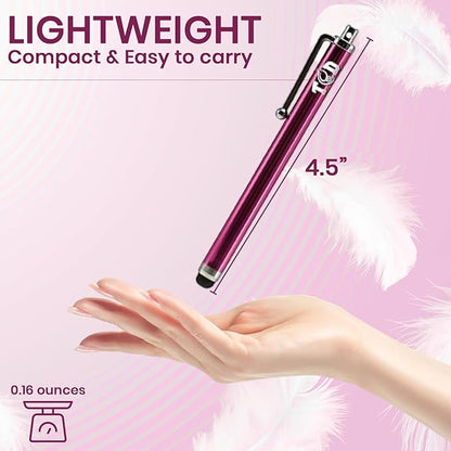 TCD 10 Pack Stylus Pen for Touch Screen, Universal Capacitive Digital Stylus Pen for iPad, iPhone, Tablet, Laptop – Premium Thick Styluses for All Touchscreen Devices with Rubber Tip, Hot Pink