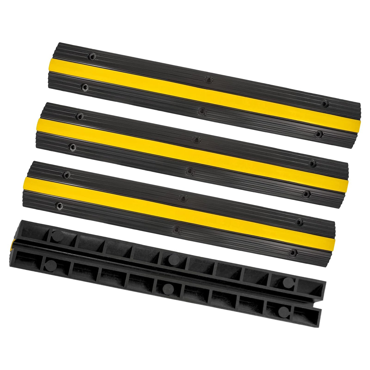 CXRCY Cable Ramp 3 Pack 2 Channel 11000lbs axle Capacity Floor Cord Cable Protector, Rubber Speed Bumps Hose Protector Ramps for Wire/Hose/Pipe Hider Driveway &Outdoor 40x10x2 inch(L x W x H)