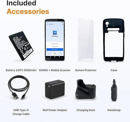 Unitech EA660 ID Passport Scanner – Touchless Handheld Scanning Solution with VeriScan Basic Software for Age Verification & Visitor Management. Free Charge Dock, Case, Screen Protector & Hand Strap.
