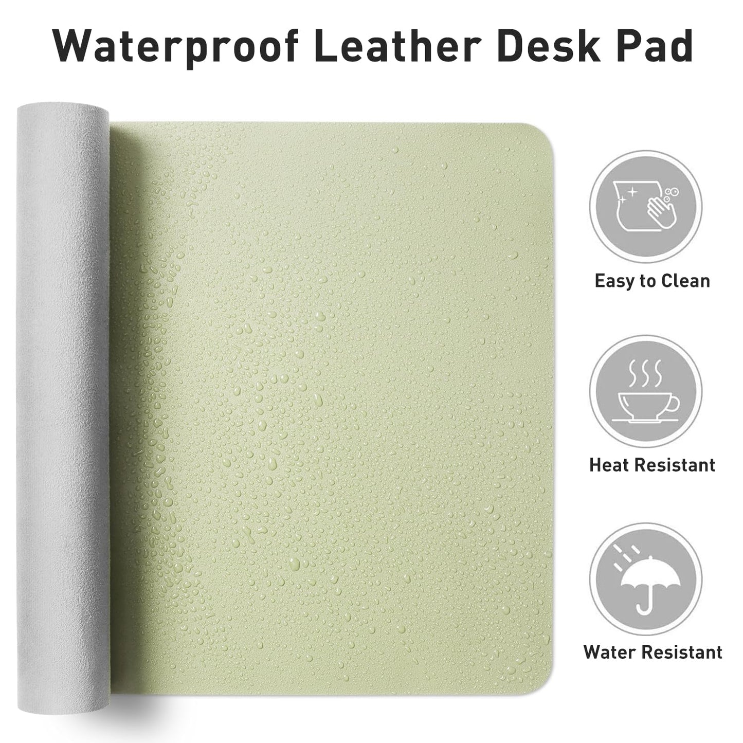 Aothia Leather Desk Pad Protector, Office Desk Mat, Large Mouse Pad, Non-Slip PU Leather Desk Blotter, Laptop Desk Pad, Waterproof Desk Writing Pad for Office and Home (48"x17", Grass Green)
