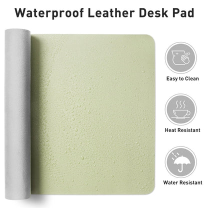 Aothia Leather Desk Pad Protector, Office Desk Mat, Large Mouse Pad, Non-Slip PU Leather Desk Blotter, Laptop Desk Pad, Waterproof Desk Writing Pad for Office and Home (48"x17", Grass Green)