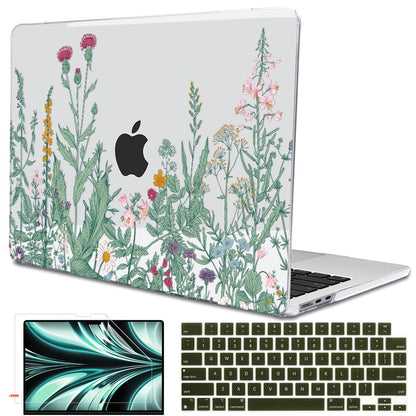 LCMOCICO for MacBook Air 13 Case M5 M4 M3 M2 2026-2022,Green Plants Flowers