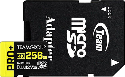 TEAMGROUP A2 Pro Plus Card 256GB Micro SDXC UHS-I U3 A2 V30, Read/Write up to 160/110 MB/s for Nintendo-Switch, Steam Deck, Tablets, Smartphones with Adapter TPPMSDX256GIA2V3003