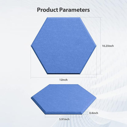 12 Pack Acoustic Panels Self Adhesive Sound Proof Foam, High Density Sound Acoustic Foam Panel, 12X10.23X0.4 Inch Hexagon Wall Panels in Home,Office,Reccording Room,Studio(Sky Blue)