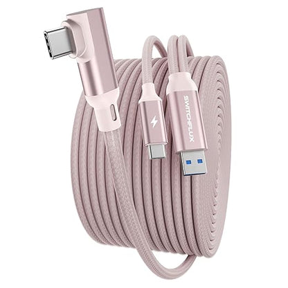 16FT VR Charging Link Cable | USB 3.0 High-Speed Data & Charge for Meta Quest 3S/3/2/Pro, Pico 4 and PC/SteamVR USB-C Charger Cord for VR Headset - Pink