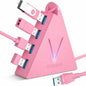 JoyReken USB C Hub, USB Type C to 4-Port USB 3.0 Adapter for MacBook, Surface, Laptop, Flash Drive, Mouse, Keyboard, HDD (2ft, Light Purple)