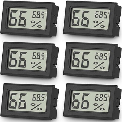 Vaikby 6-Pack Mini Digital Thermometer Hygrometer, Indoor Humidity Monitor, Temperature Humidity Gauge Meter with Fahrenheit (℉) for Humidors, Greenhouse, Garden, Cellar, Closet, Fridge