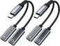 USB C Splitter,1 in 2 Out Dual USB C Type Headphone and Charger Audio Adapter,Hi-Fi Sound Quality Type C Headphone Adapter and Charging Dongle Cable Compatible with Phone 16/15 Pro Max(USB-USB,2Pack)