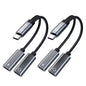 Dual USB C Audio Adapter and Charger Audio Adapter,2 in 1 Hi-Res 16bit/48kHz DAC Aux to USB C with 60W PD Fast Charging Dongle Cable for iPhone 16 Pro Max, Galaxy S25Ultra, iPad Pro(USB-USB, 3Pack)
