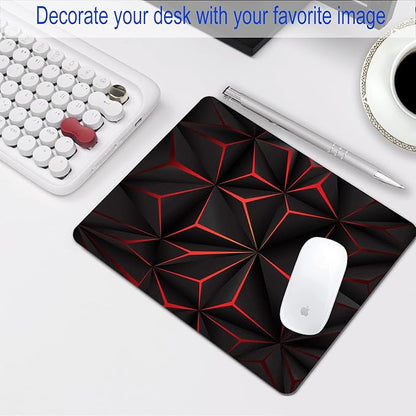 Abstract Art Mouse Pad with Personalized Red Design Computer Laptop Non-Slip Rubber Mousepad 9.5x7.9 Inch