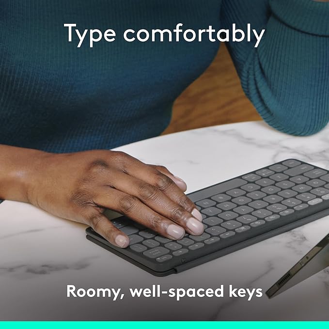 Logitech Keys-to-GO 2 Portable Bluetooth Tablet Keyboard with Built-in Cover, Slim & Compact Wireless Keyboard for Windows, Android, Linux, iPad, iPhone, Mac, Apple TV - Graphite