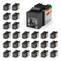 VCELINK RJ45 Cat 6 Keystone Jacks 25-Pack, Dust-Proof Keystone Jacks, 90-Degree Punch Down Ethernet Modular Jacks, UTP Keystone Jack Adapter, Black