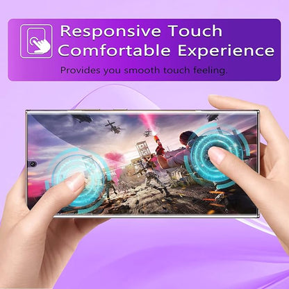 [2+2 Pack] Lesakit Anti-Blue Light Privacy Screen Protector for Samsung Galaxy Note 20 Ultra 6.9 inch with 2 Pack Camera Lens Protector, [Support Fingerprint ID] Anti Spy TPU Flexible Screen Protector- Purple