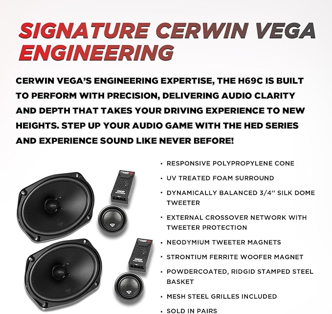 CERWIN-VEGA! HED 2025 Edition – 6" x9” 2-Way Coaxial Full Range Speaker System- H69C