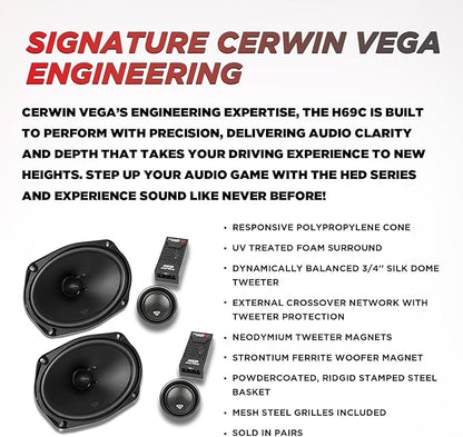 CERWIN-VEGA! HED 2025 Edition – 6" x9” 2-Way Coaxial Full Range Speaker System- H69C