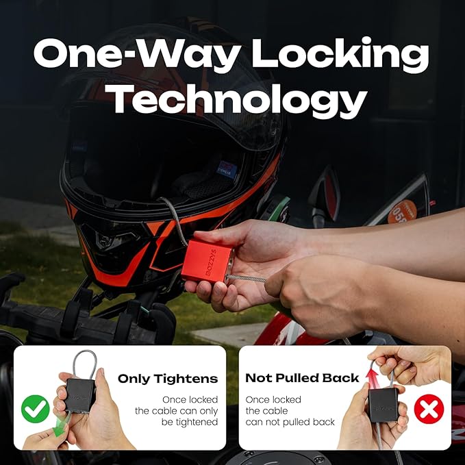 Cable Lock with 3 Keys | L 3.28ft(1m),D 1/6in(4mm) Adjustable Steel Cable Padlock | Aluminum Locks for Bikes, Gate, Lockers & Outdoor Gear | Weatherproof & Red