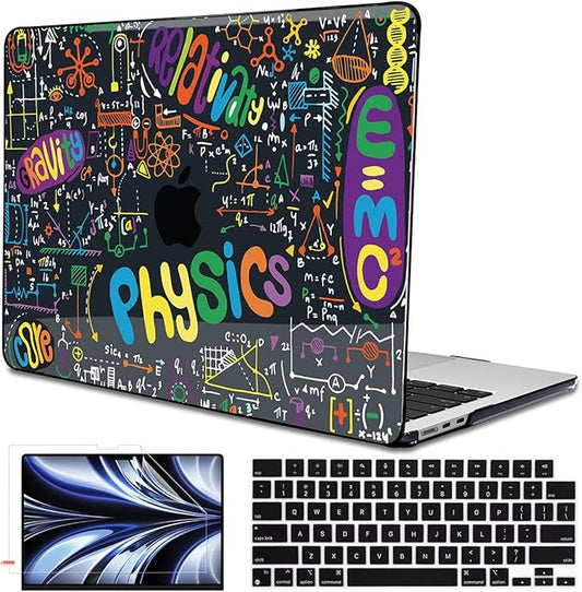 Compatible with MacBook Air 13.6 Inch Case A3240 M4 A3113 M3 A2681 M2 Chip 2025 2024 2023 2022 Release, Crystal Black Pattern Plastic Hard Shell Cover for Mac 13.6 M4, Physical Chemistry