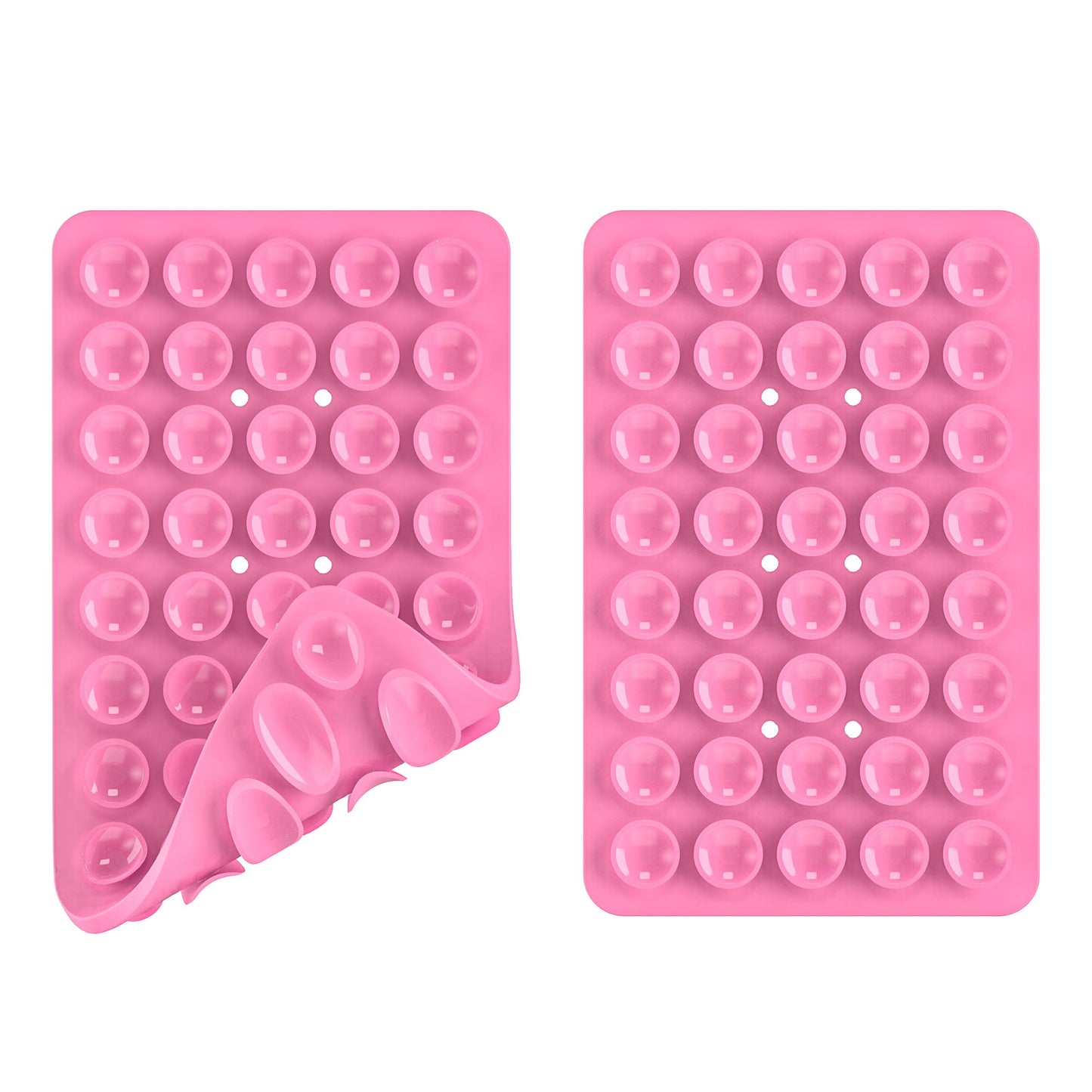 CMZZ Double Sided Silicone Suction Phone Holder Mount, Silicon Accessory for iPhone and Android, Hands-Free Mirror Shower Phone Holder, TikTok Videos and Selfies (Pink+Transparent)