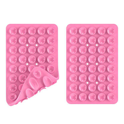 CMZZ Double Sided Silicone Suction Phone Holder Mount, Silicon Accessory for iPhone and Android, Hands-Free Mirror Shower Phone Holder, TikTok Videos and Selfies (Pink+Transparent)