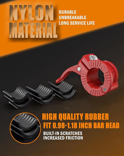 MAXRICH Barbell Clamp 1 inch Multiple Sizes & Adjustable Weight Clips for Quick Release Barbell Collars